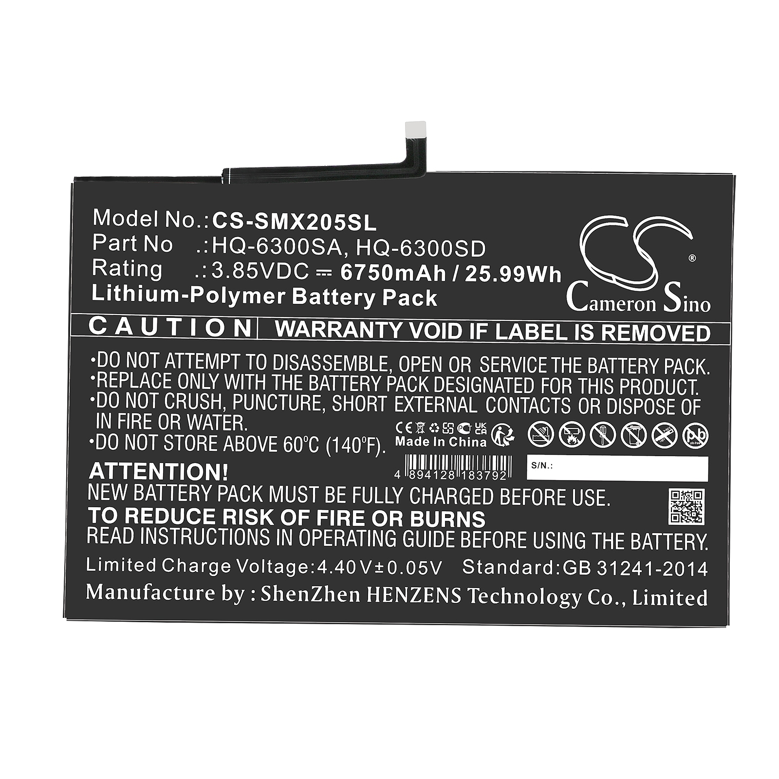 Batteri til nettbrett for Samsung Tab A8 10.5, SM-X200, SM-X205