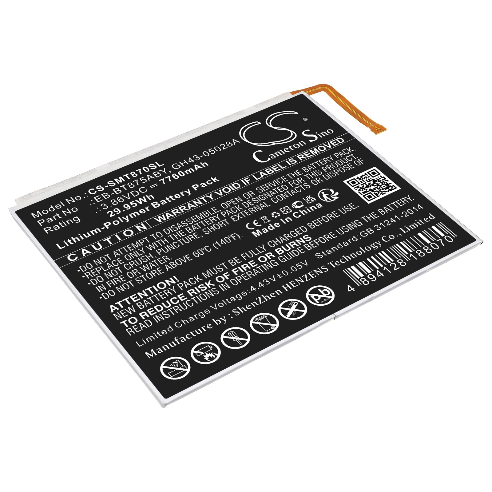 Batteri til nettbrett for Samsung SM-T870, SM-T875N, Galaxy Tab S7 11.0 og andre.