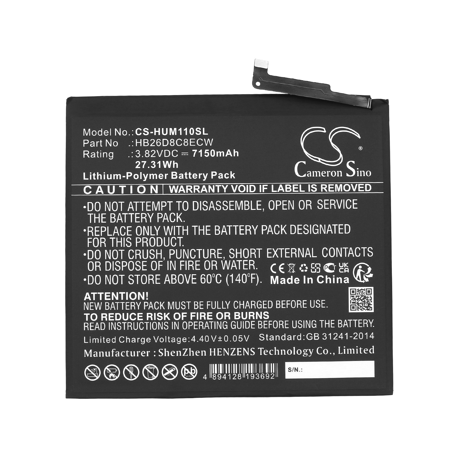 Batteri til nettbrett for Huawei MatePad 11, DBY-W09