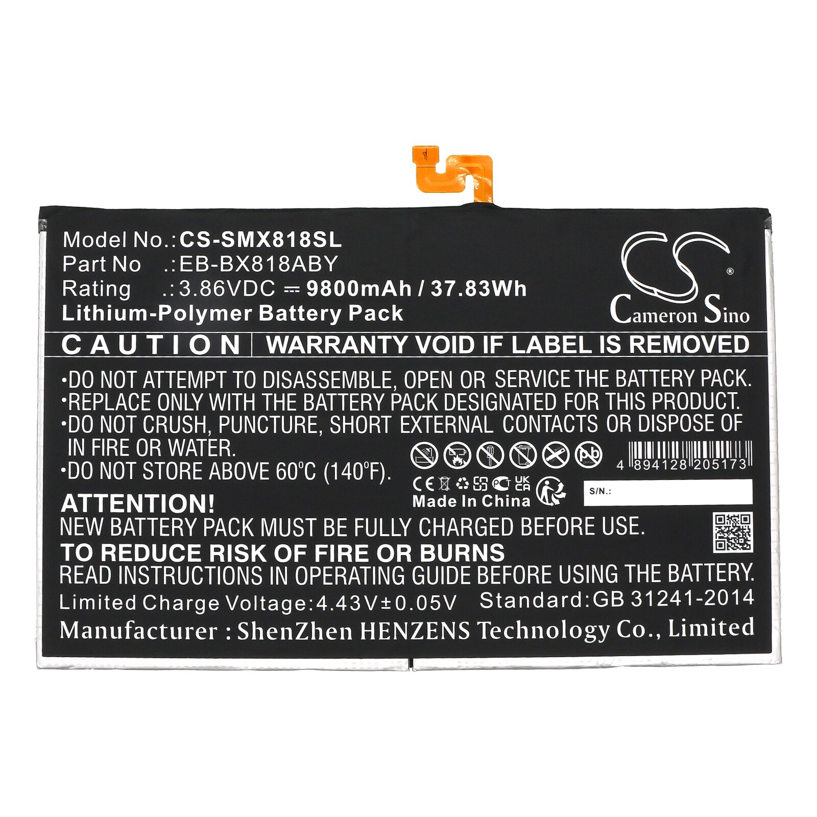 Batteri til nettbrett for Samsung SM-X816N, SM-X816, SM-X818A og andre.
