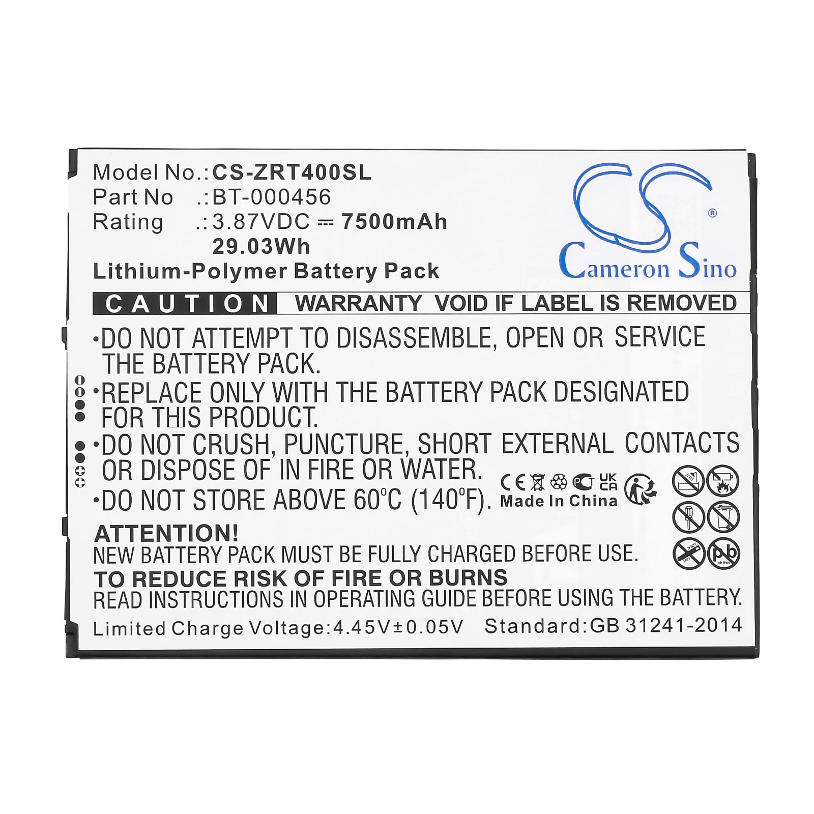 Batteri til nettbrett for Zebra ZT45, ET40