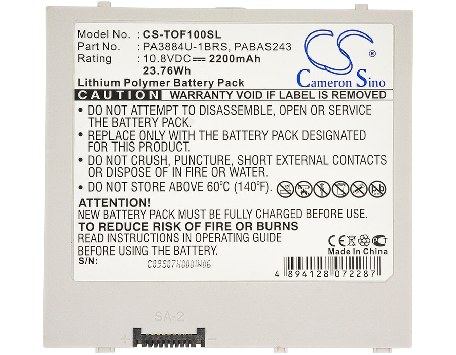 Batteri til nettbrett for Toshiba 10 Thrive, Follo 100, Thrive AT105-T016 og andre.