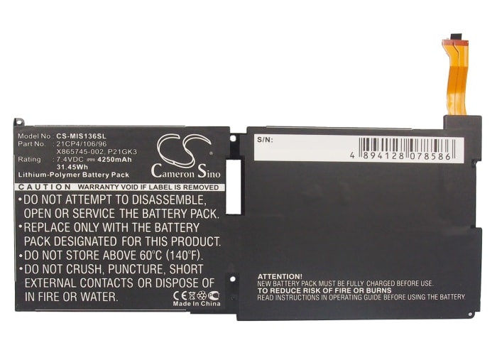Batteri til nettbrett for Microsoft Surface, Surface RT, 9HR-00005 og andre.