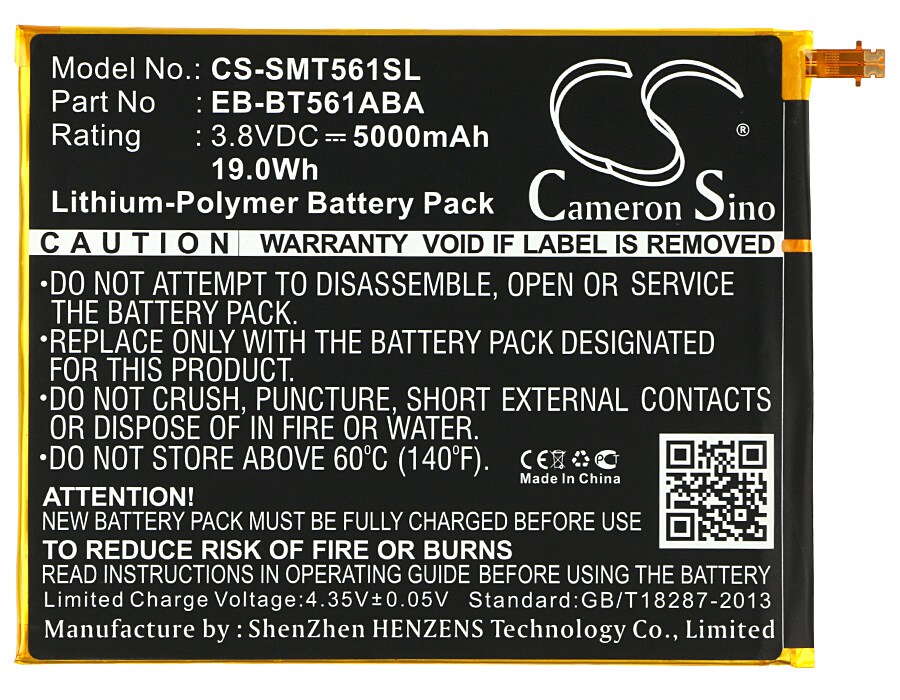 Batteri til nettbrett for Samsung SM-T560, SM-T561, Galaxy Tab E Nook Edition 9.6 og andre.