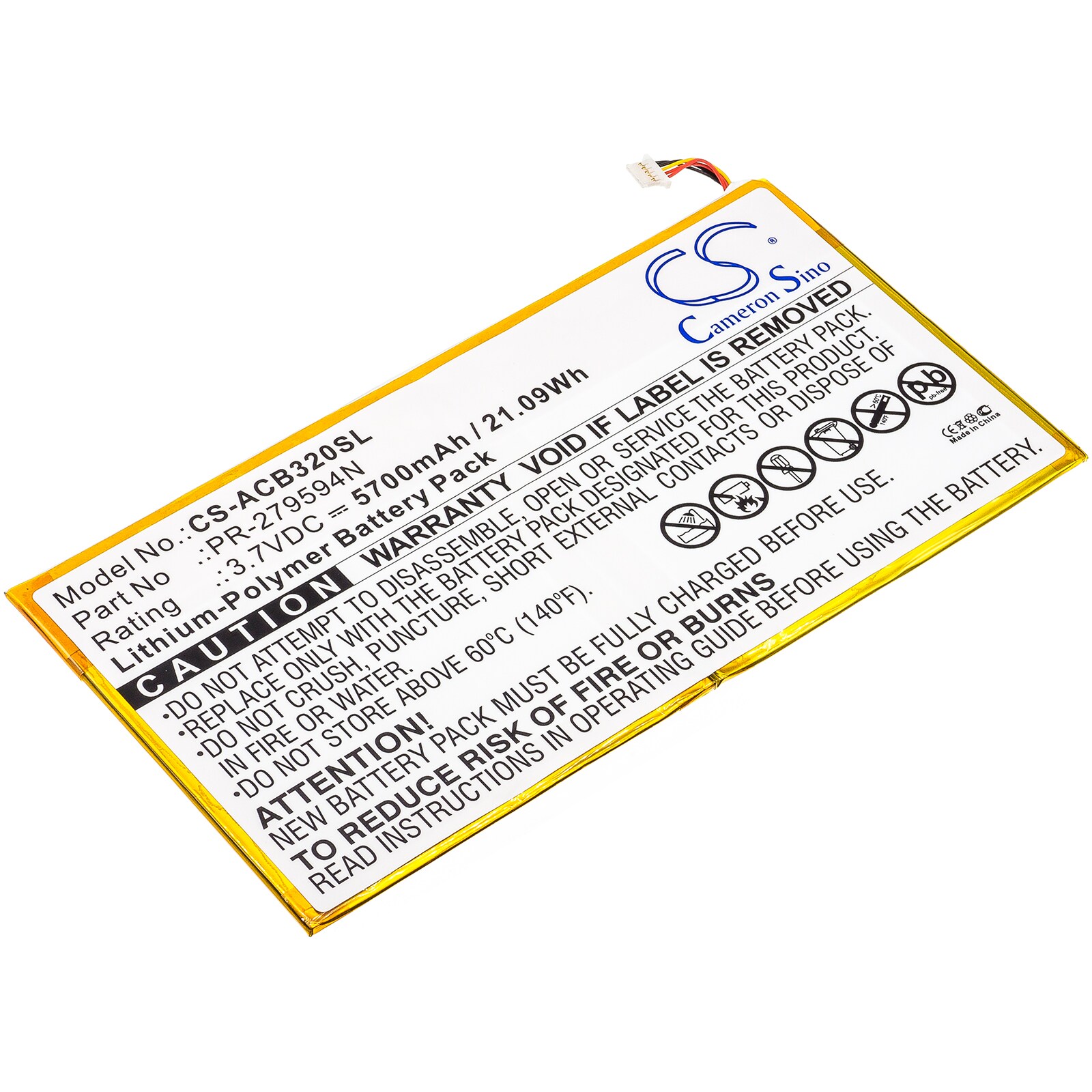 Nettbrettbatteri for Acer Iconia One 10 B3-A20, Iconia Tab 10 A3-A40, A5008 og andre.
