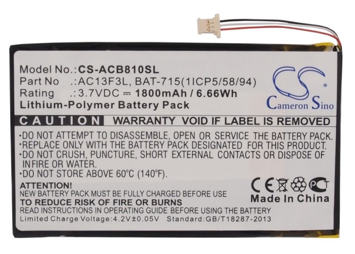 Nettbrettbatteri for Acer B1-A71, Tab B1, Iconia B1-A71 og andre.