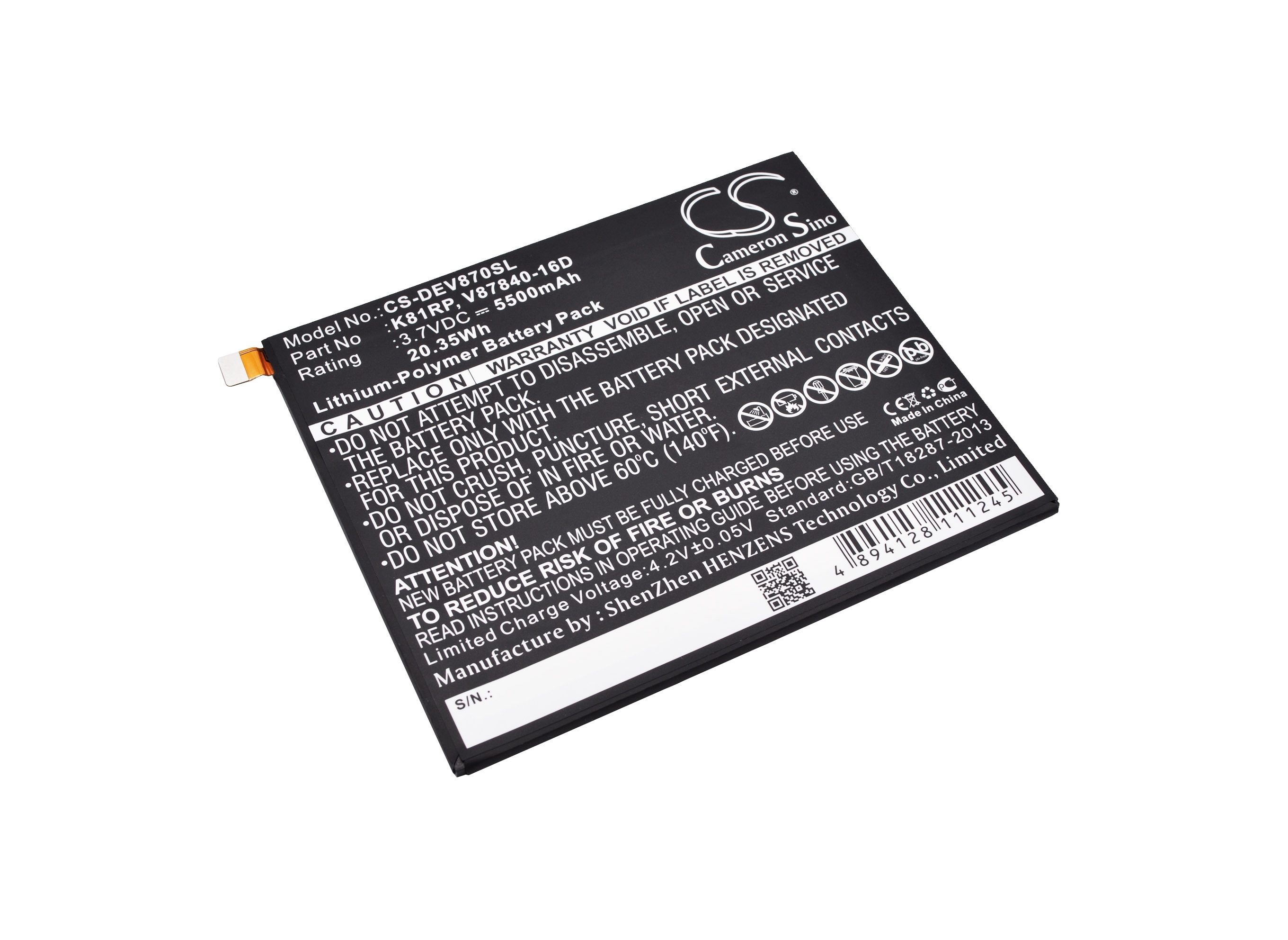 Batteri til nettbrett for DELL Venue 8 7000, Venue 8 7840, V87840-16D