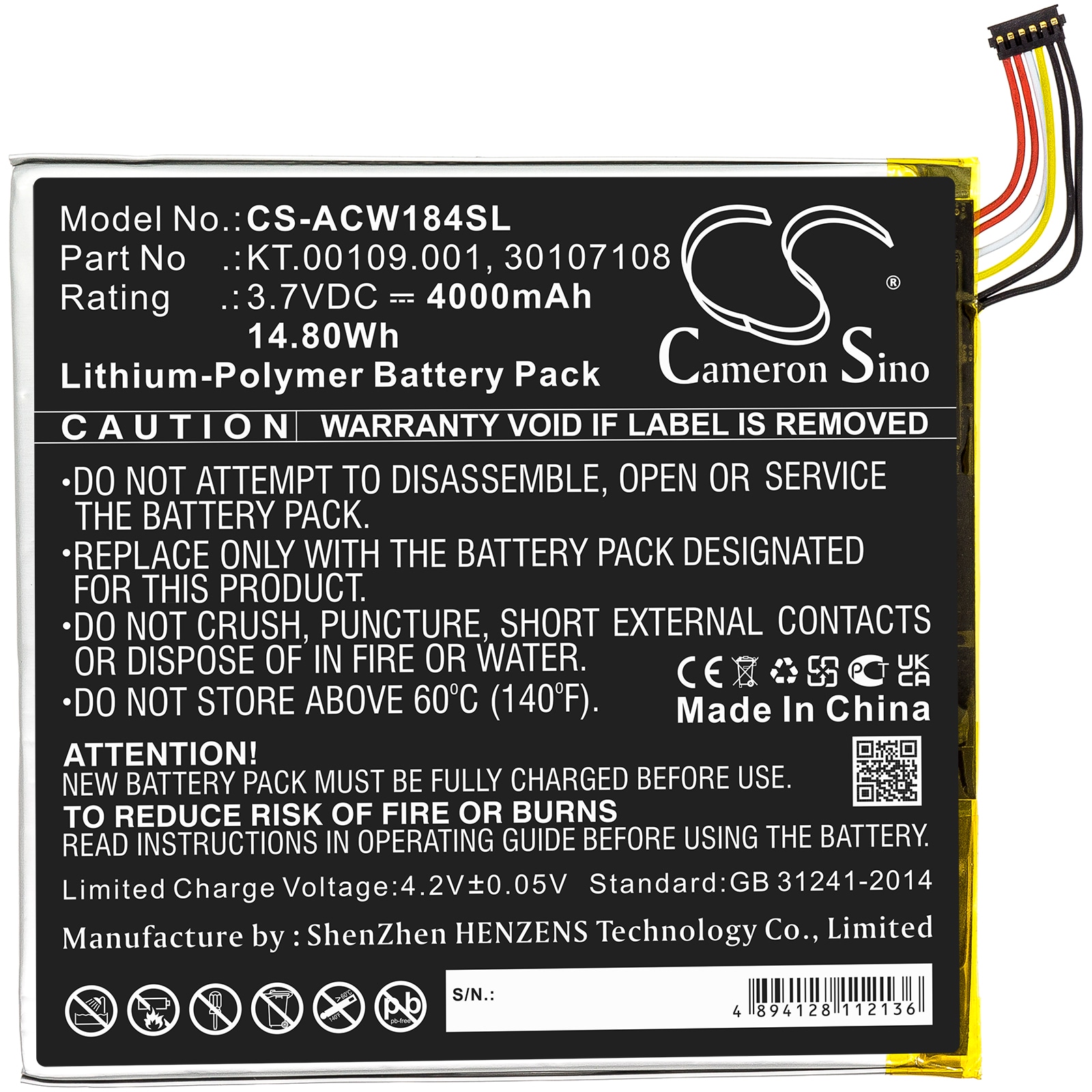 Nettbrettbatteri for Acer Iconia Tab A1-840, Iconia A1-840FHD-10G2 og andre.