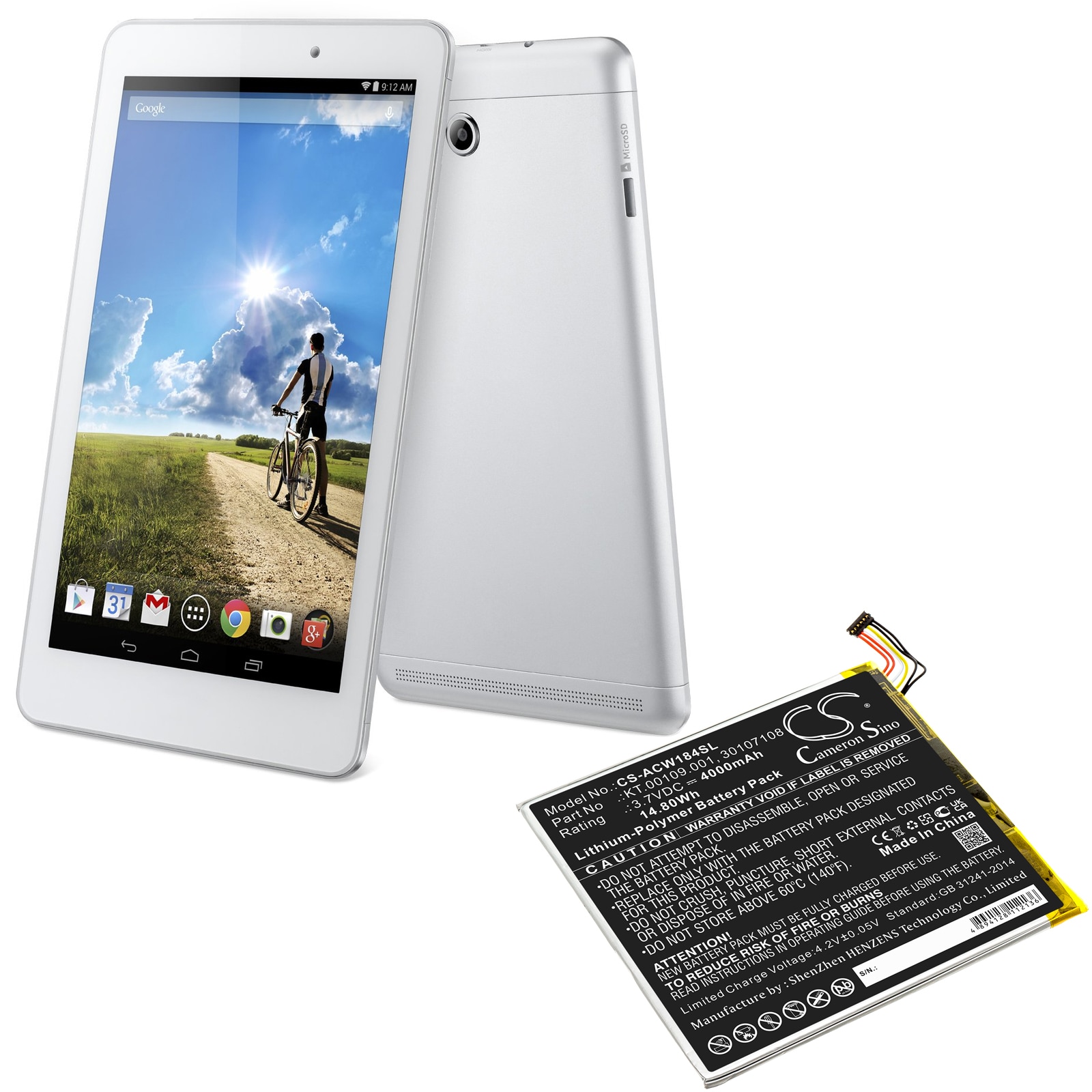Nettbrettbatteri for Acer Iconia Tab A1-840, Iconia A1-840FHD-10G2 og andre.
