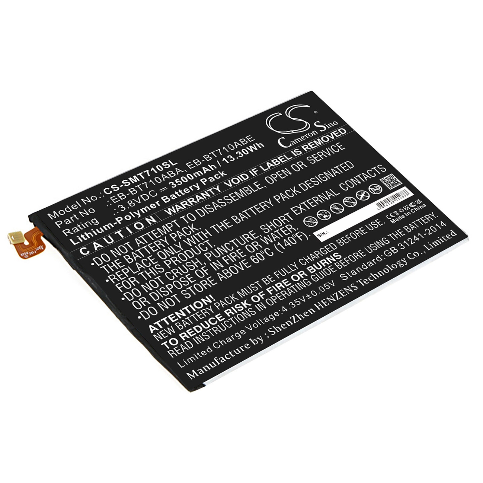 Batteri til nettbrett for Samsung SM-T710, Galaxy Tab S2 8.0 WiFi, SM-T715 og andre.