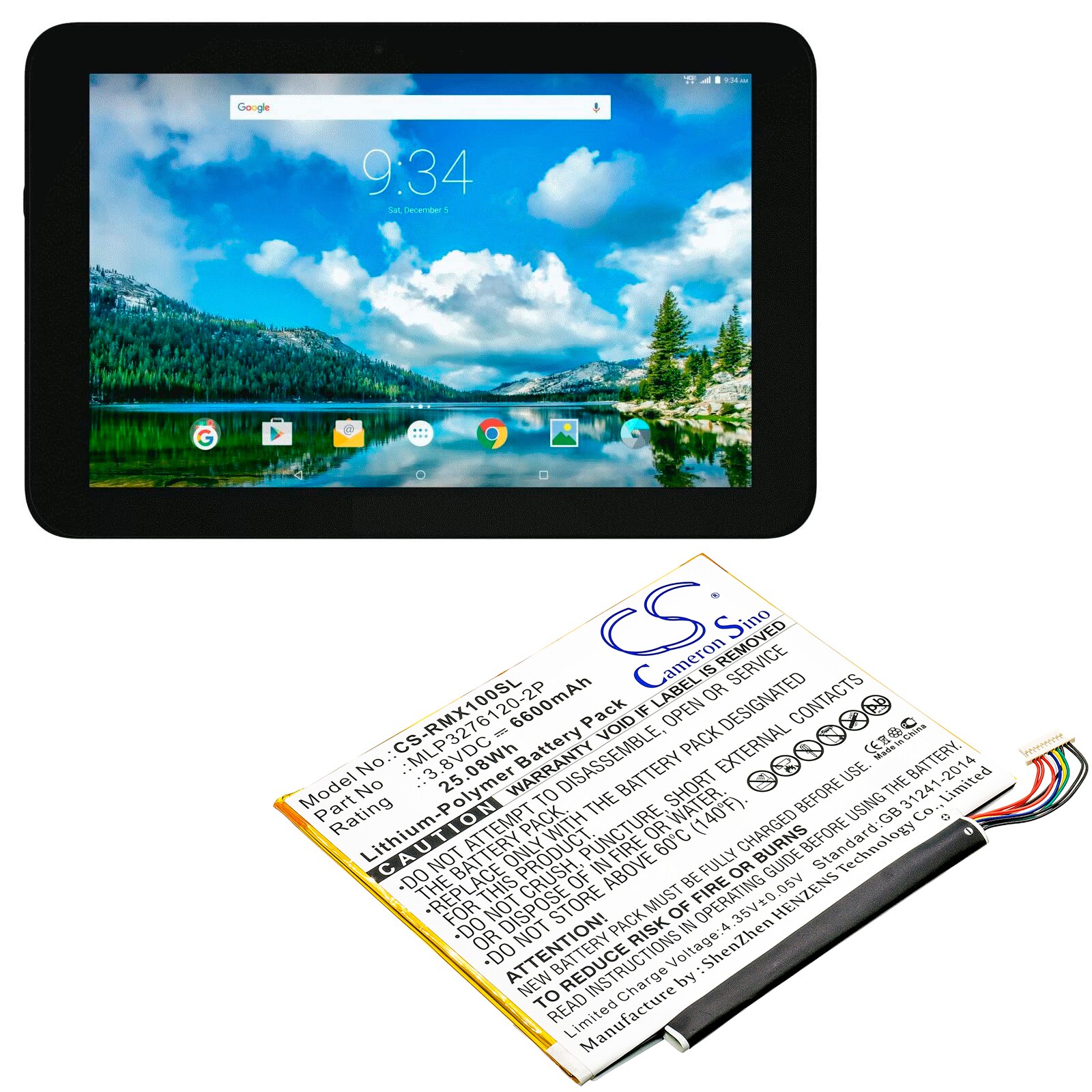 Nettbrettbatteri for Verizon Ellipsis 10, QTAIR7, Ellipsis 10 XLTE og andre.