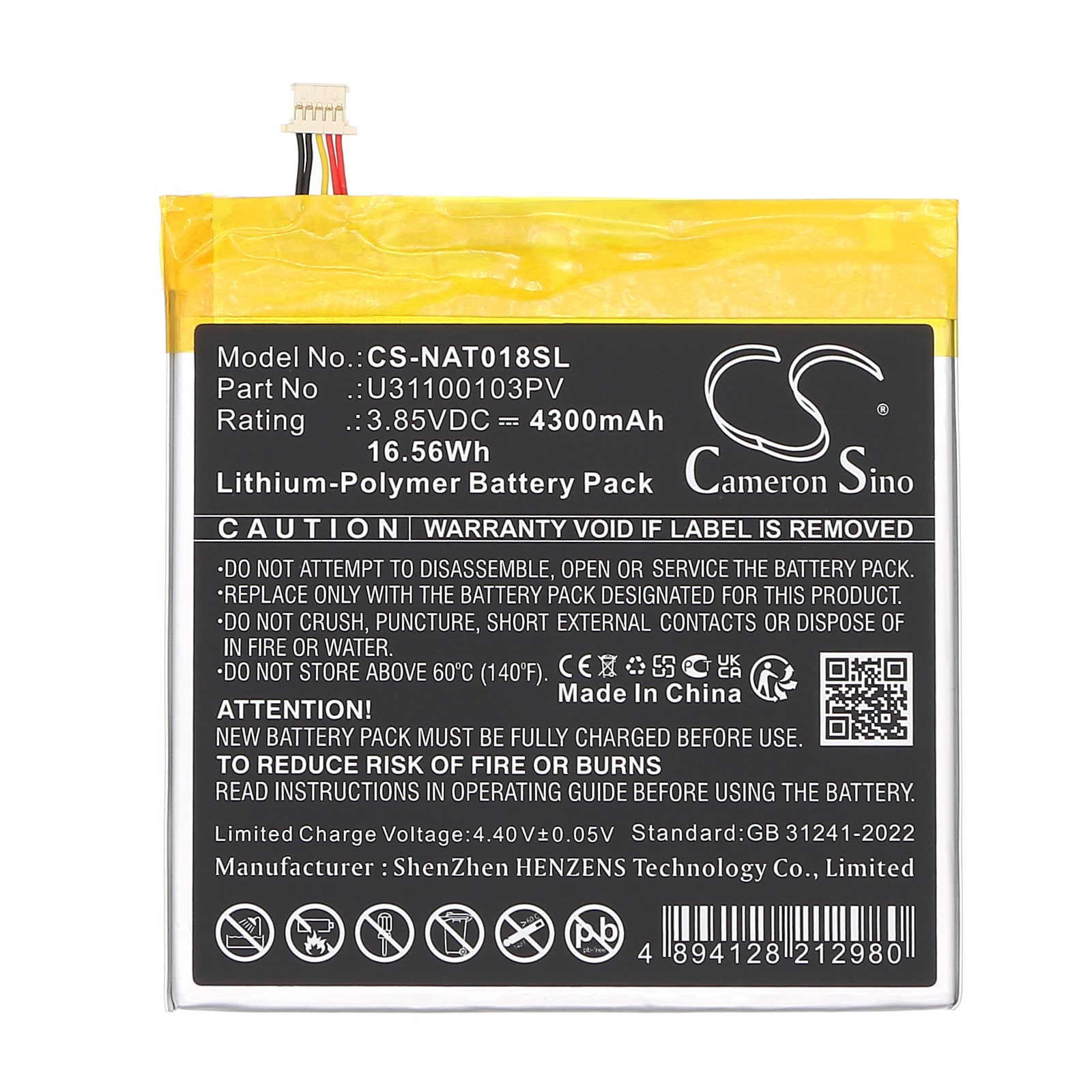 Batteri til nettbrett for Onn 100044018G, 100044018p, 8" barn