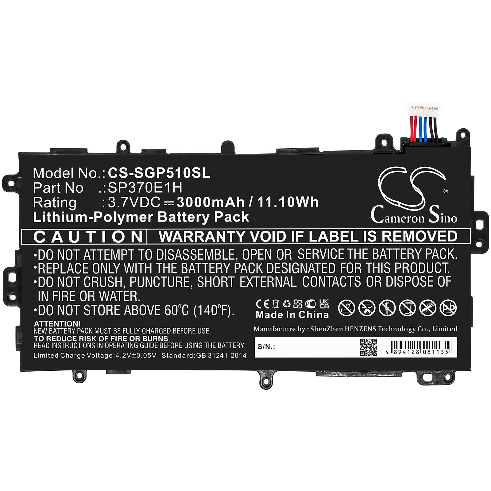 Batteri til nettbrett for Samsung GT-N5100, Galaxy Note 8.0 32GB, Galaxy Note 8.0 og andre.