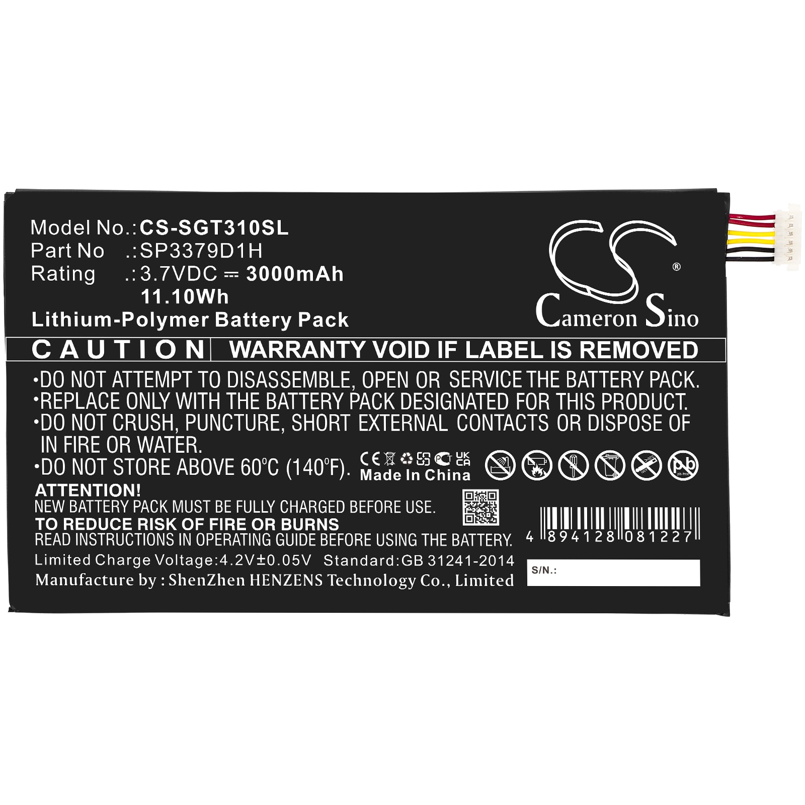 Batteri til nettbrett for Samsung Galaxy Tab3, Galaxy Tab 3, SM-T310 og andre.