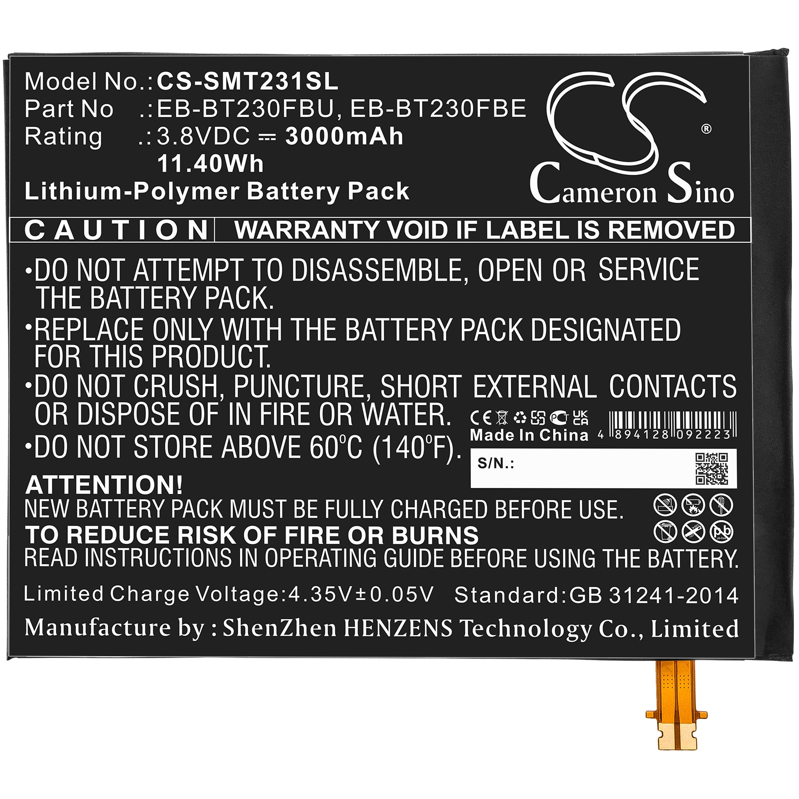 Batteri til nettbrett for Samsung SM-T230NU, Galaxy Tab4 7.0, SM-T239C og andre.