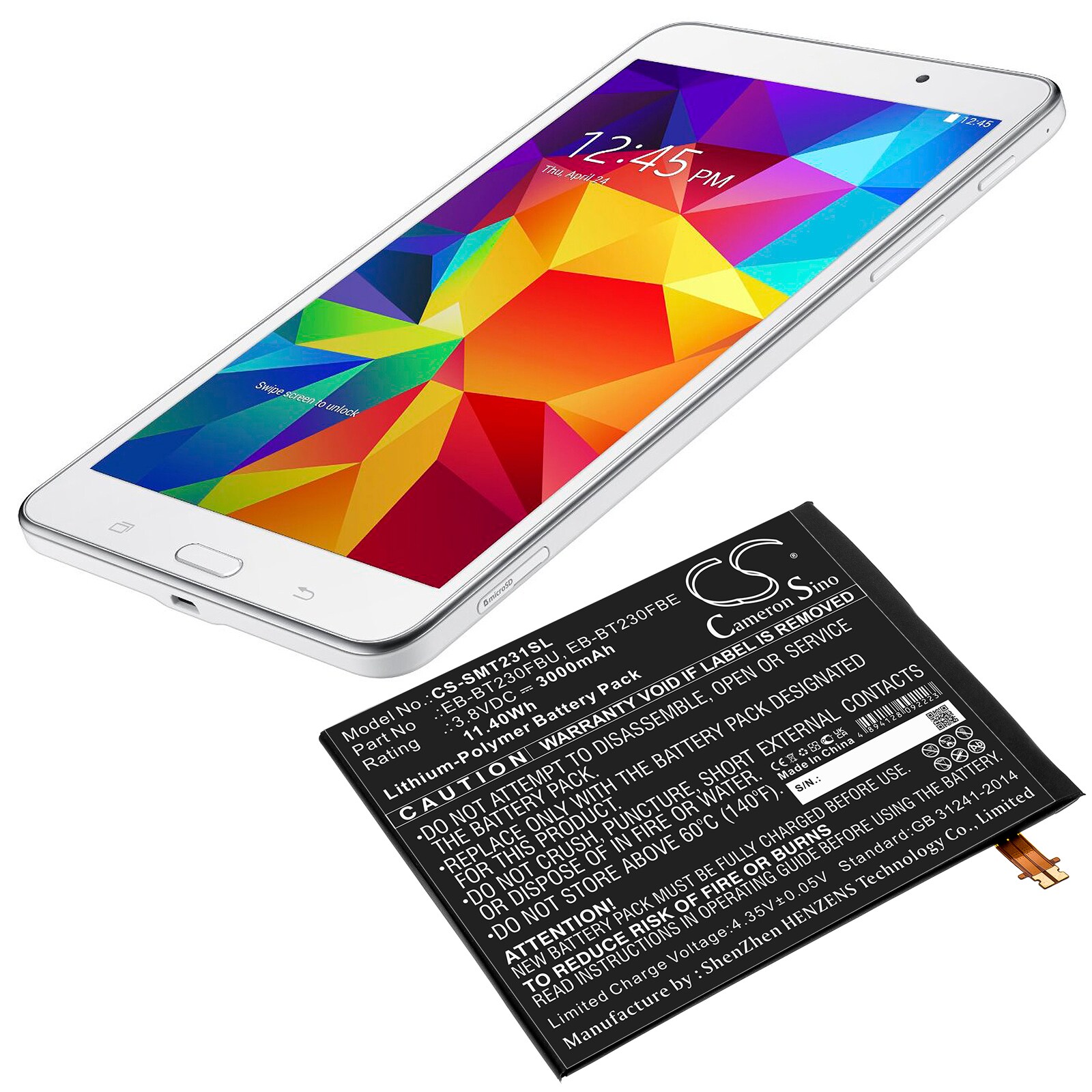 Batteri til nettbrett for Samsung SM-T230NU, Galaxy Tab4 7.0, SM-T239C og andre.