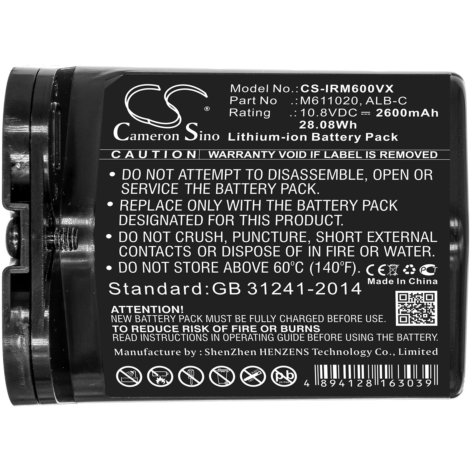 Batteri til støvsuger for iRobot Braava Jet M6, M611020, M612880 og andre.