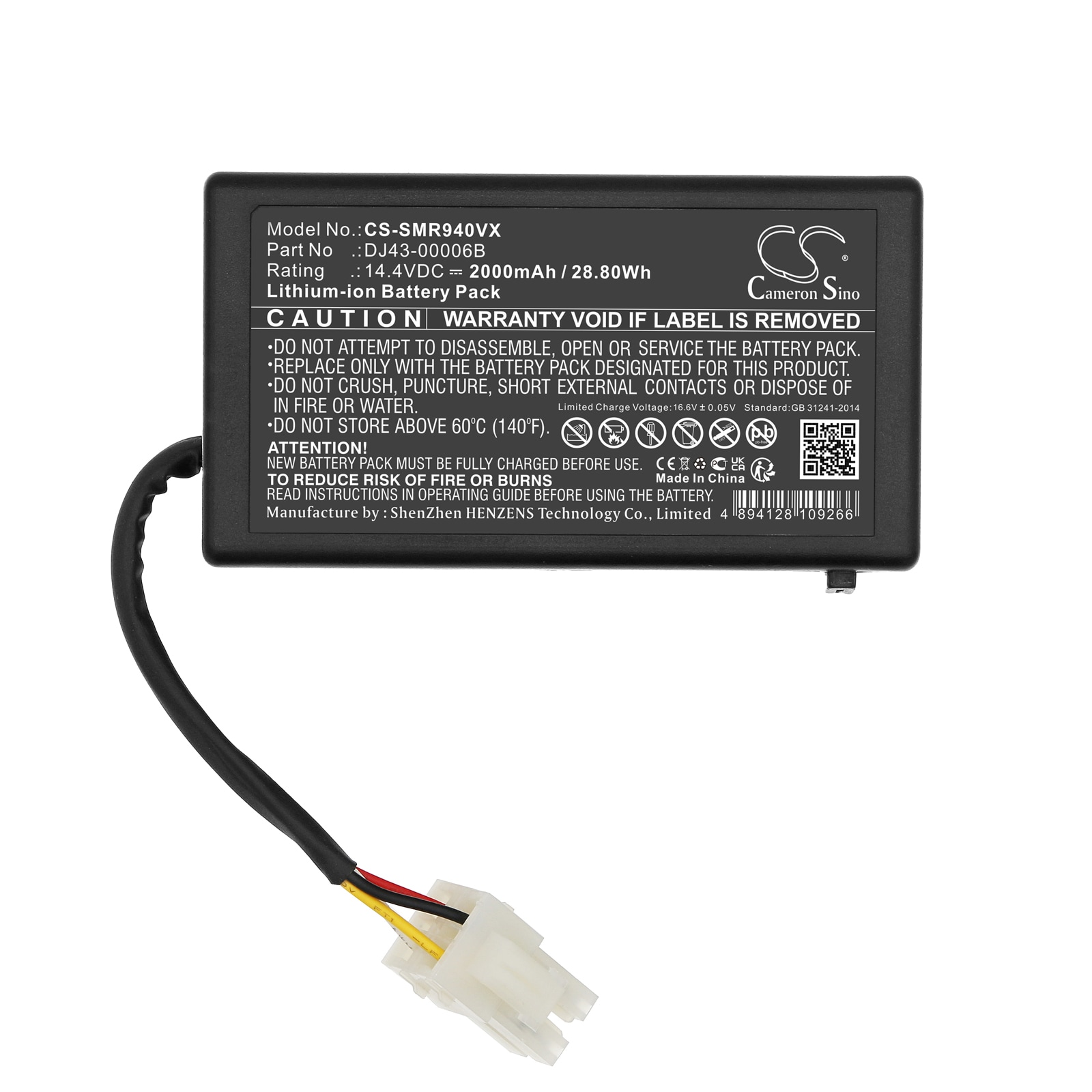 Batteri for støvsuger til Samsung NaviBot SR8940, NaviBot SR8950, NaviBot SR8980 og andre.