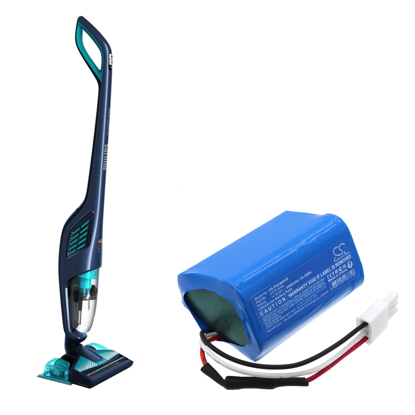 Batteri for støvsuger til Philips PowerPro Aqua FC6400, FC6400/01, FC6401/01 og andre.