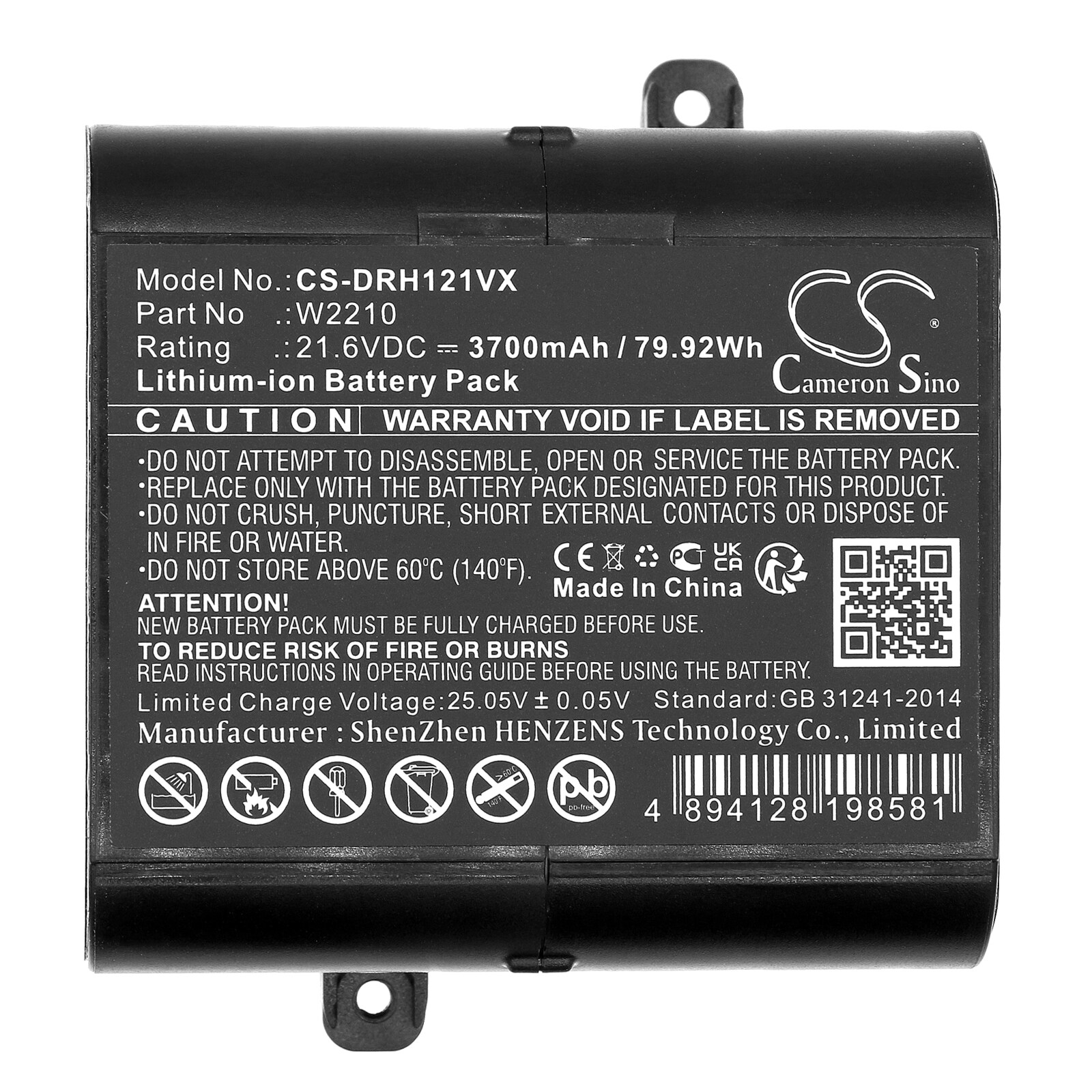Batteri for støvsuger til Dreame H12, H12 Pro, H12 Pro Plus osv.