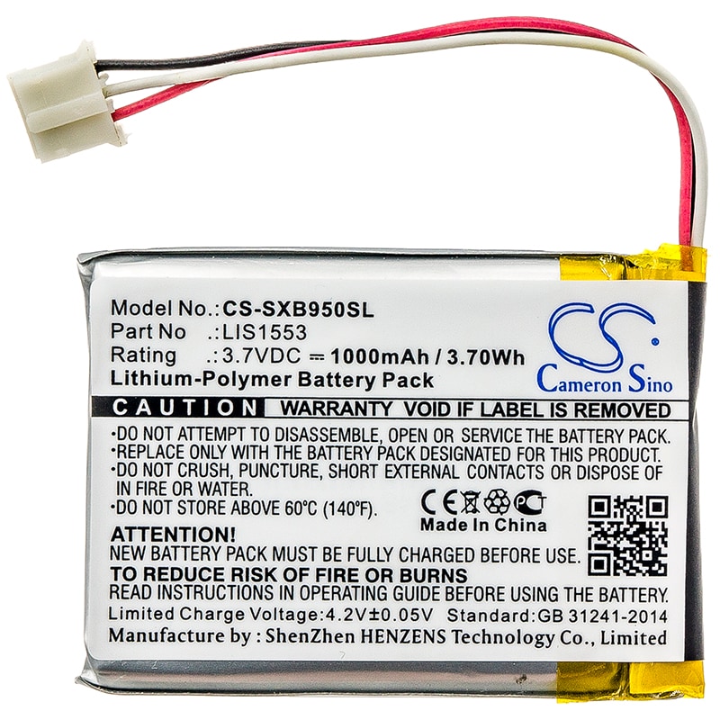 Batteri til trådløst hodesett for MDR-XB950N1, WH-CH700N, SRS-WS1 og andre.