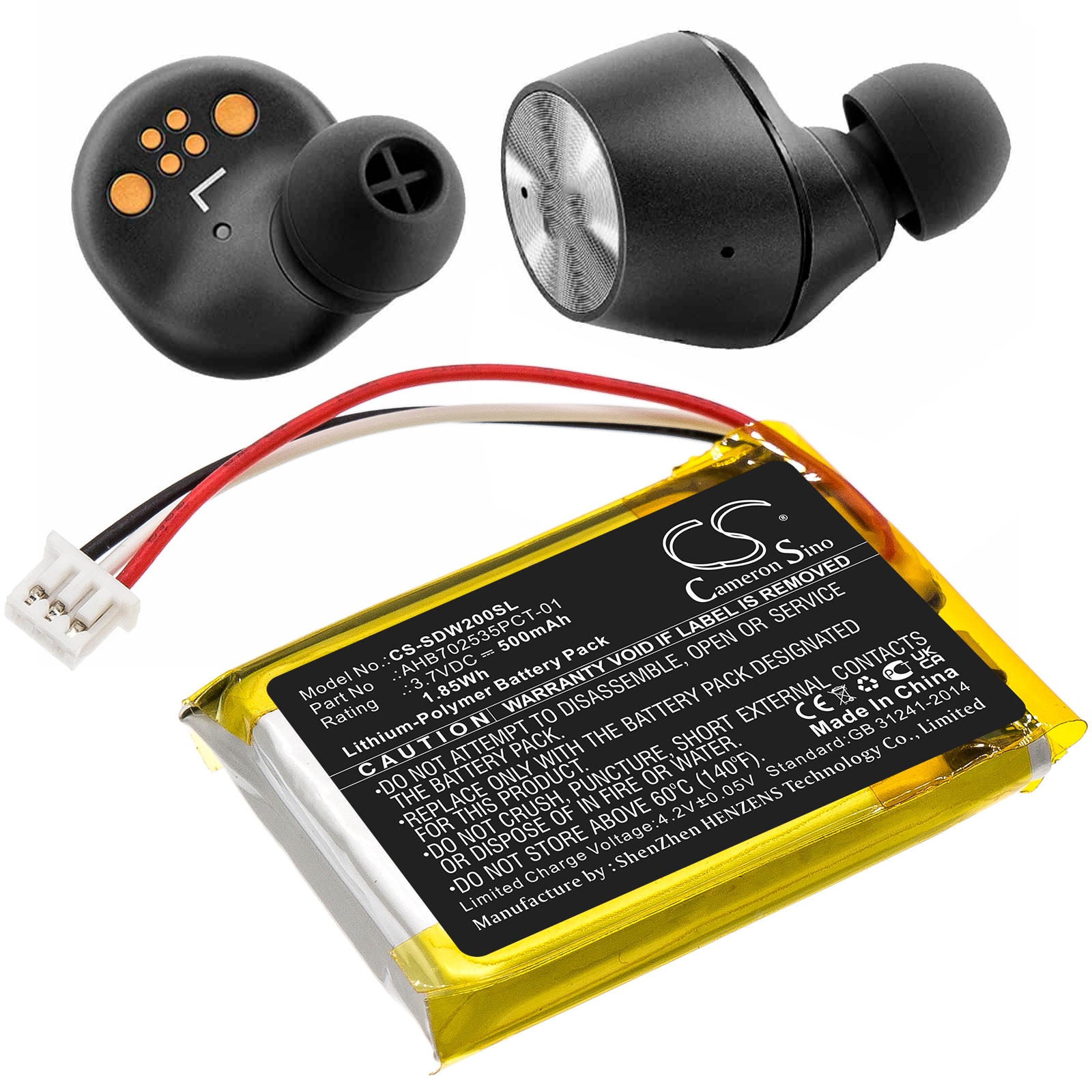 Batteri til trådløst headset for Sennheiser Momentum True Wireless MTW, M3IETW m.fl.