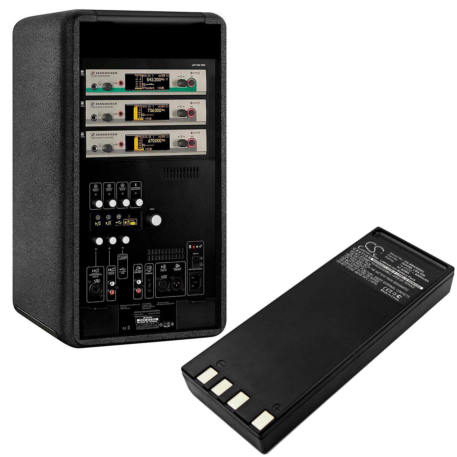 Batteri til trådløst hodesett for Sennheiser LSP 500 Pro