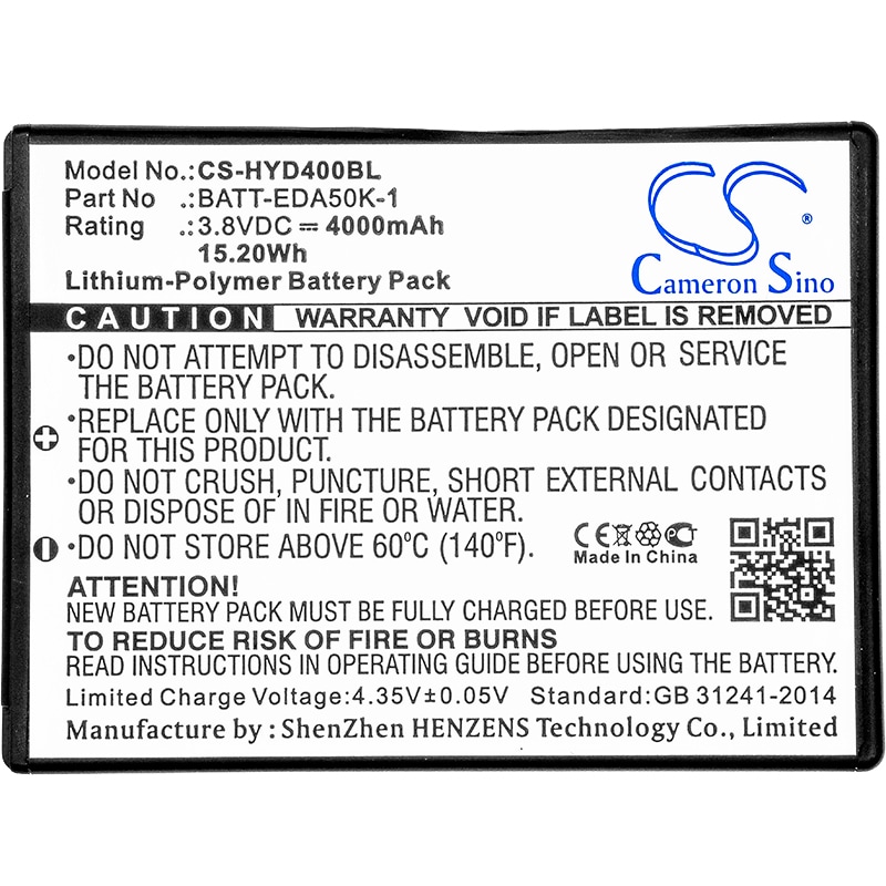 Batteri til strekkodeskanner for Honeywell Scanpal EDA50K, Scanpal EDA40, EDA50 osv.