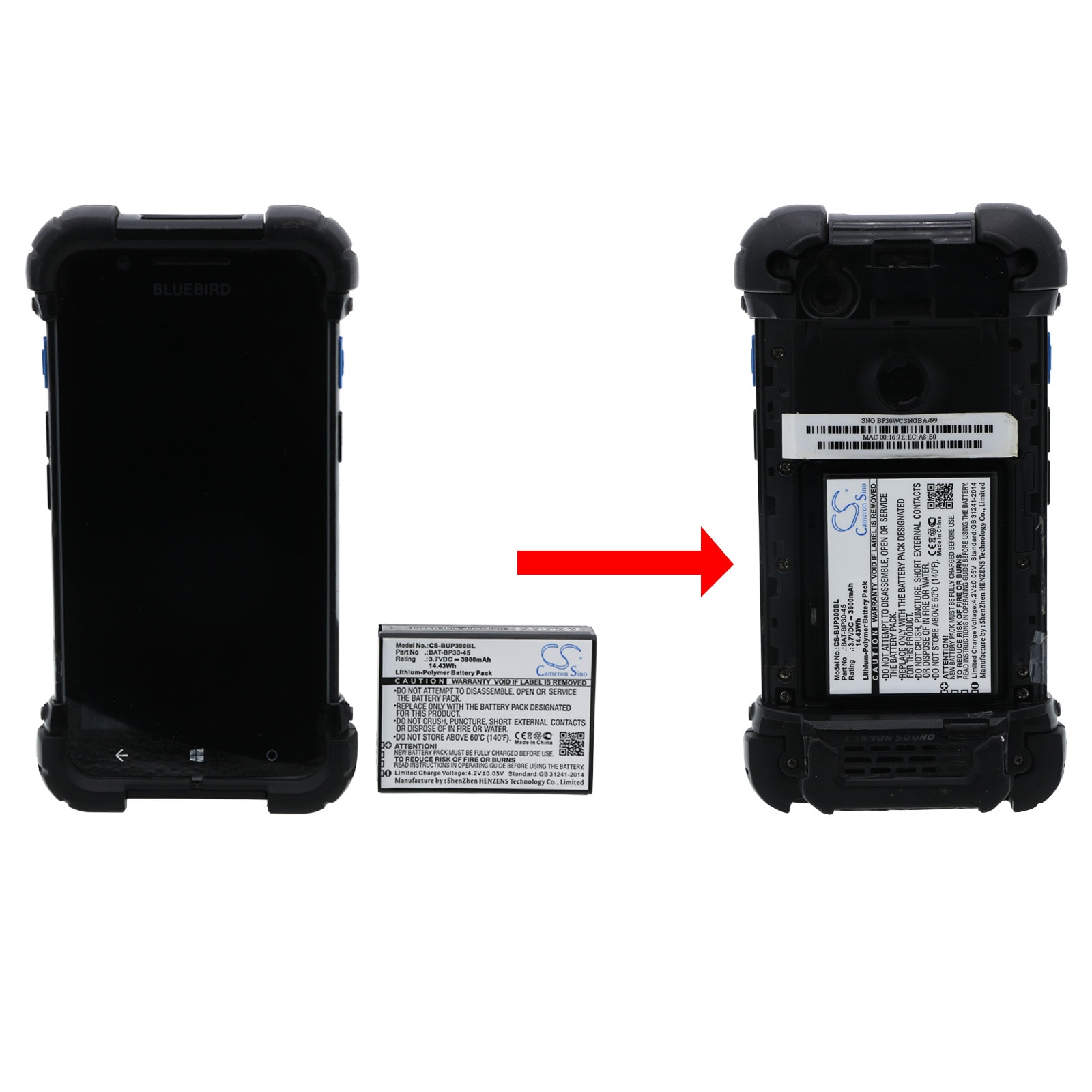 Batteri til strekkodeskanner for Bluebird BP30, BM180