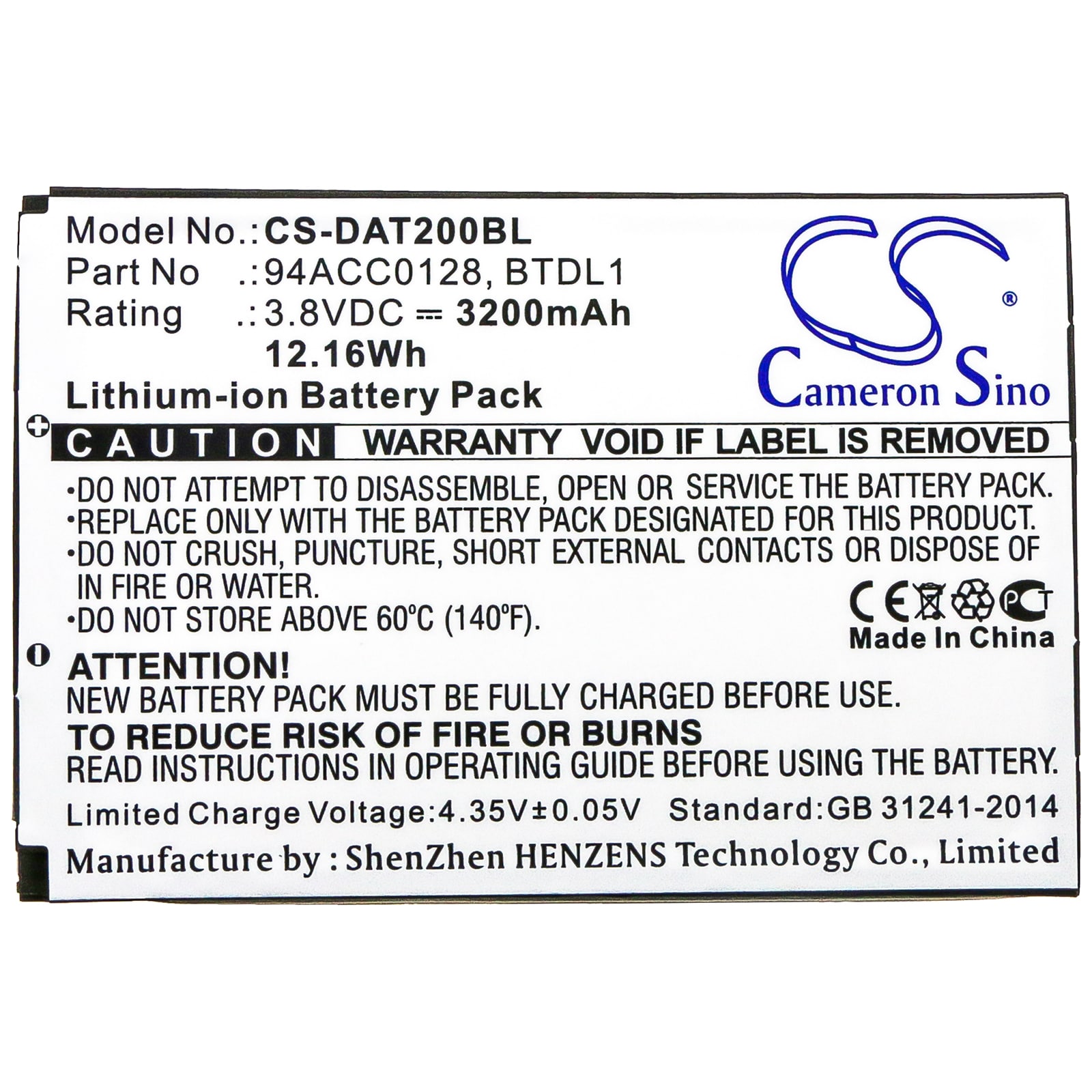 Batteri til strekkodeskanner for Datalogic Axist, DL-Axist