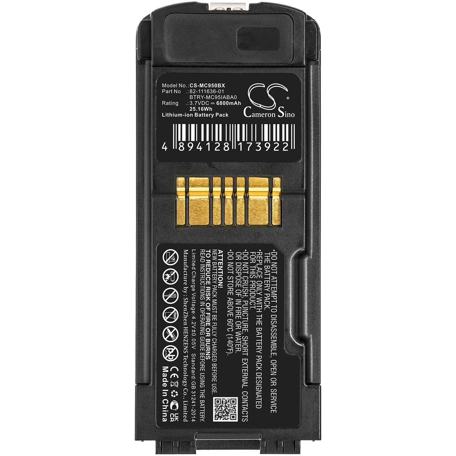 Batteri for Symbol MC9500, MC9590, MC9596 strekkodeskanner