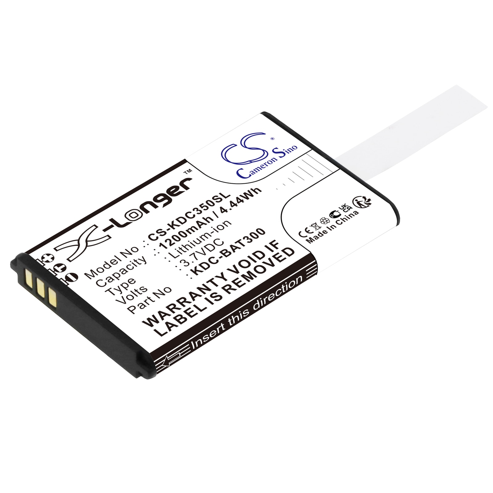 Batteri til strekkodeskanner for KOAMTAC KDC-300, KDC-250, KDC350R2 og andre.