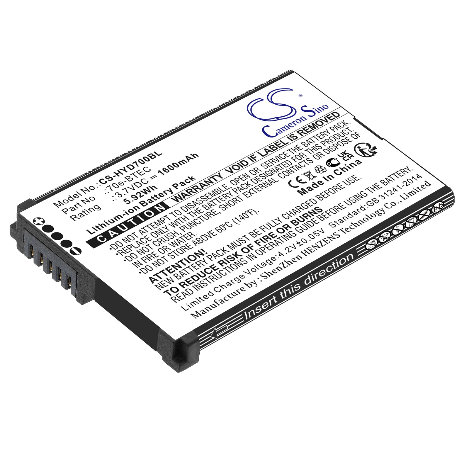 Batteri til strekkodeskanner for Honeywell Dolphin 60s, Captuvo SL42 Sled osv.
