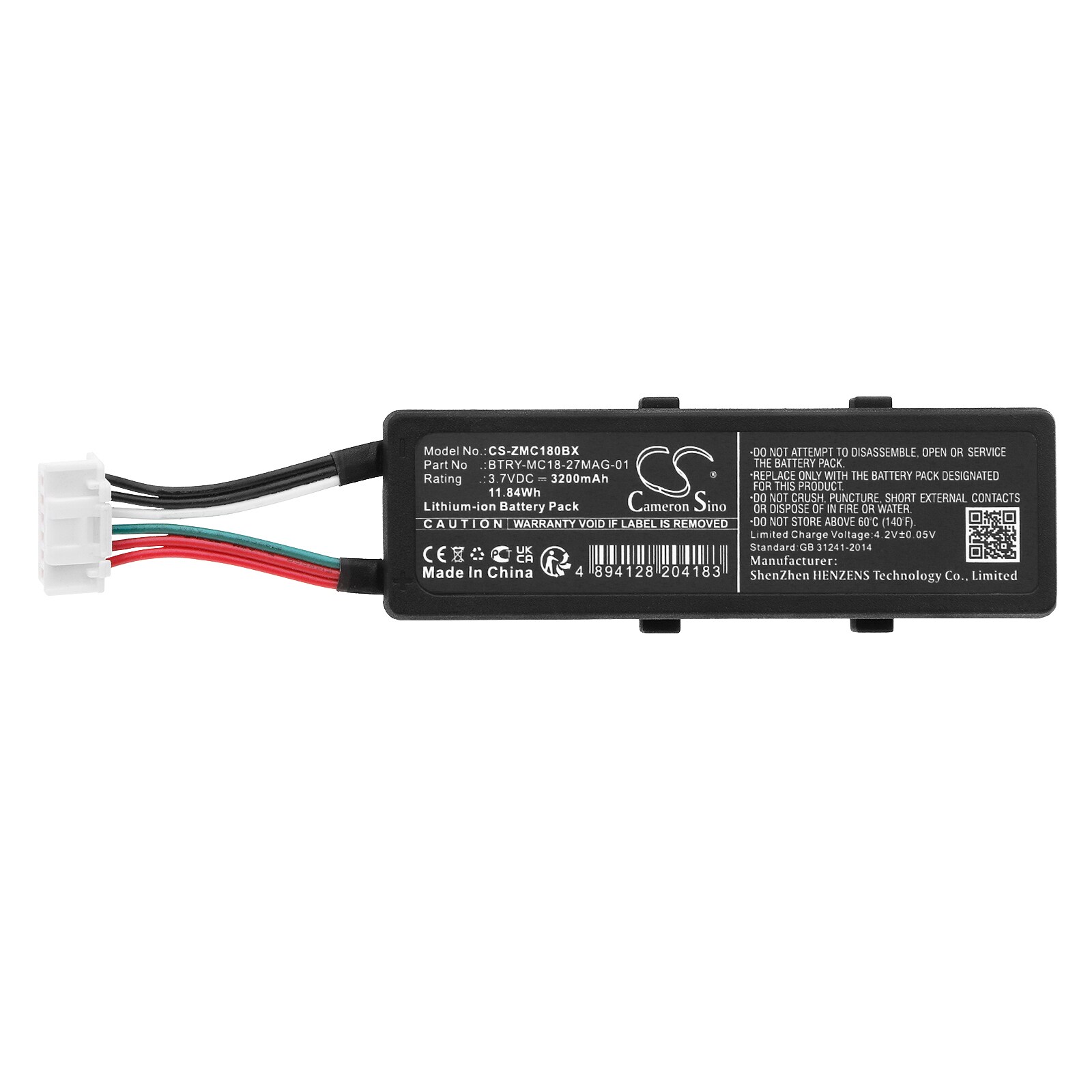 Batteri for strekkodeskanner for Zebra MC18, MC18N0