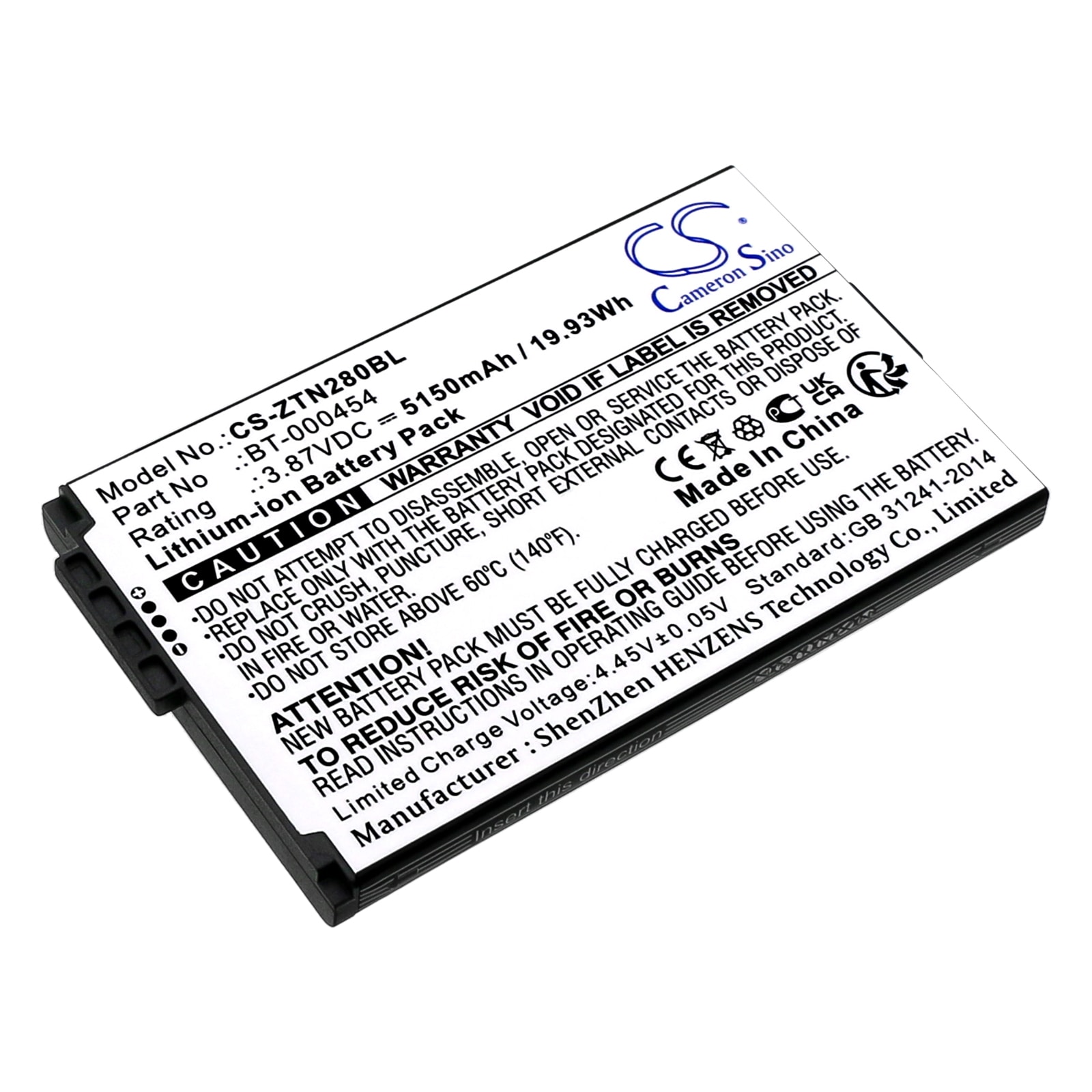 Batteri til strekkodeskanner for Zebra TC15, TN28, U30