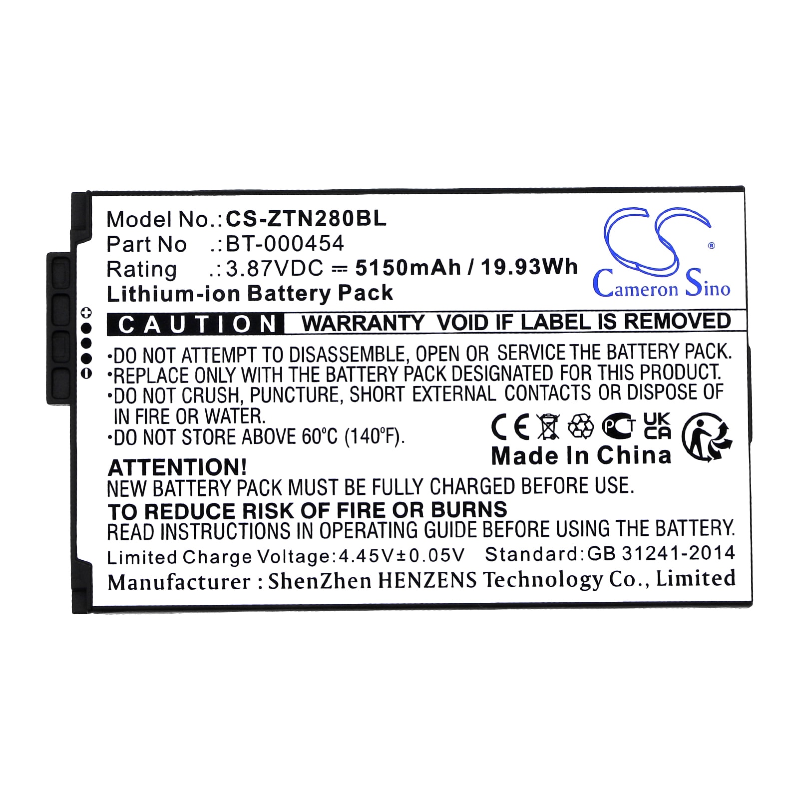 Batteri til strekkodeskanner for Zebra TC15, TN28, U30
