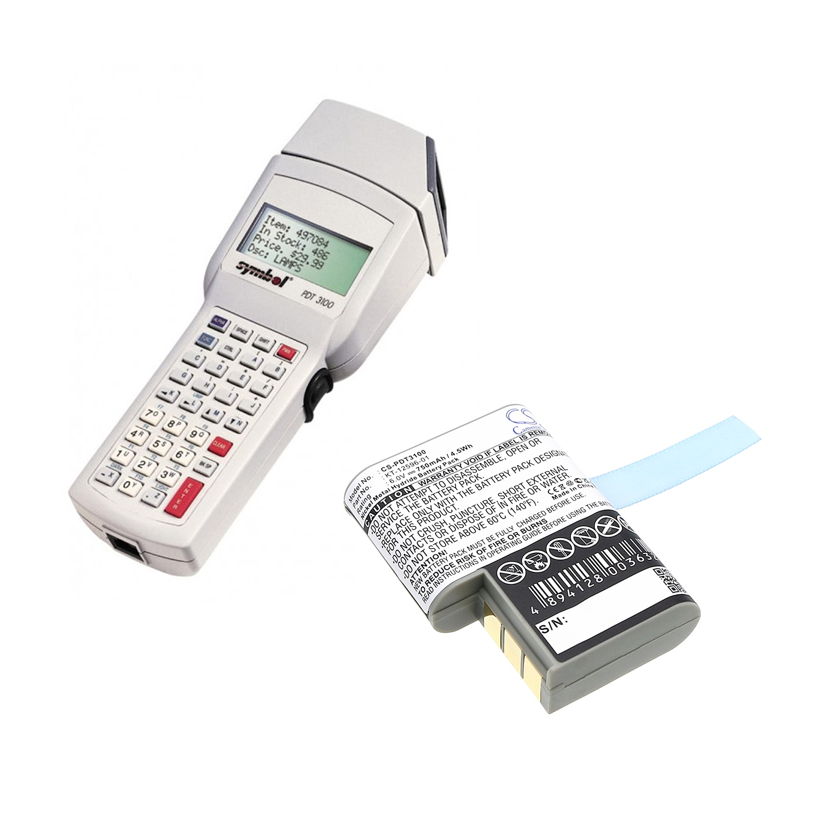 Batteri til strekkodeskanner for Symbol PDT 3100, PDT 3110, PDT 3120 osv.