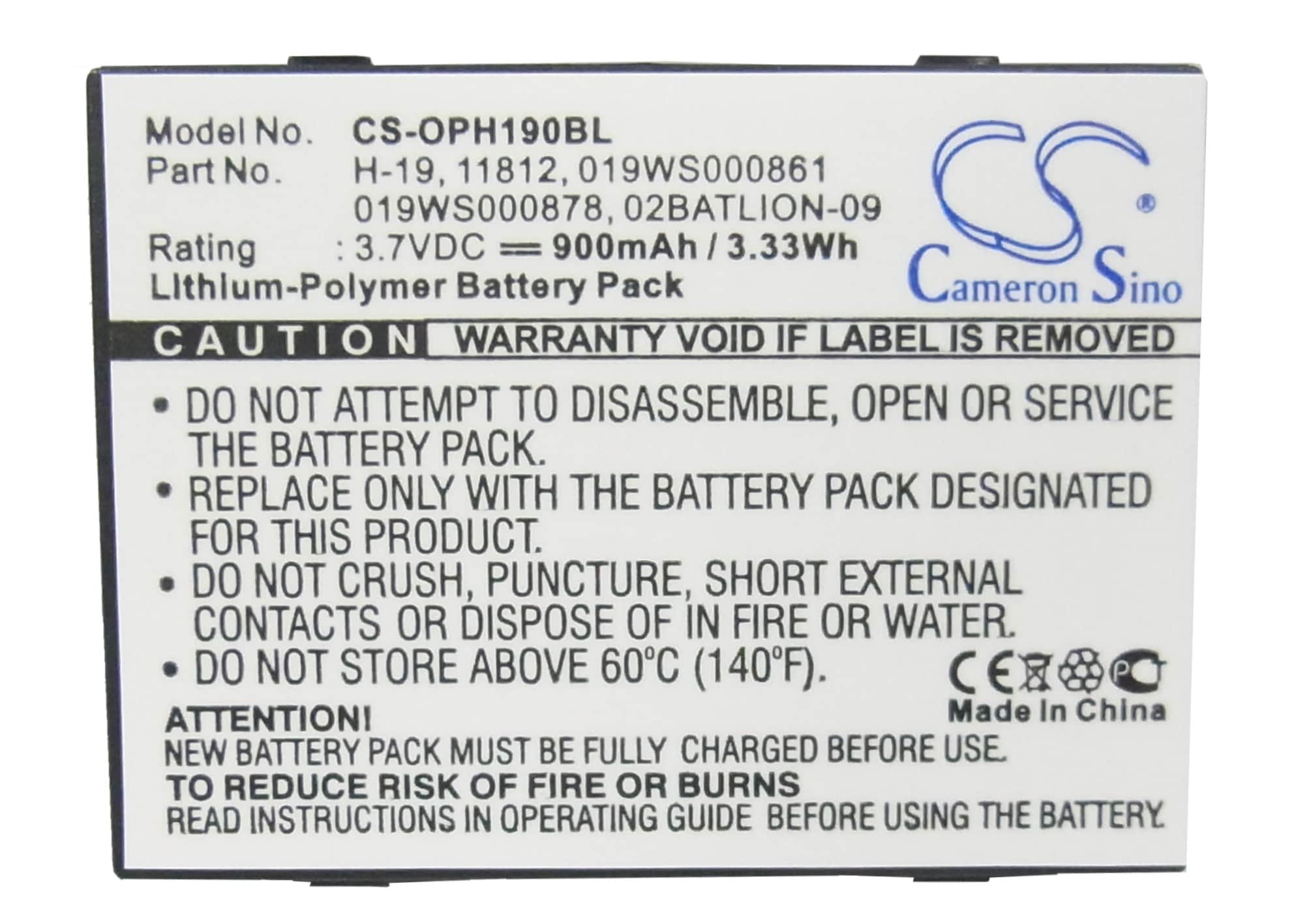 Batteri til strekkodeskanner for Opticon H-19, H-19a, H-19d osv.