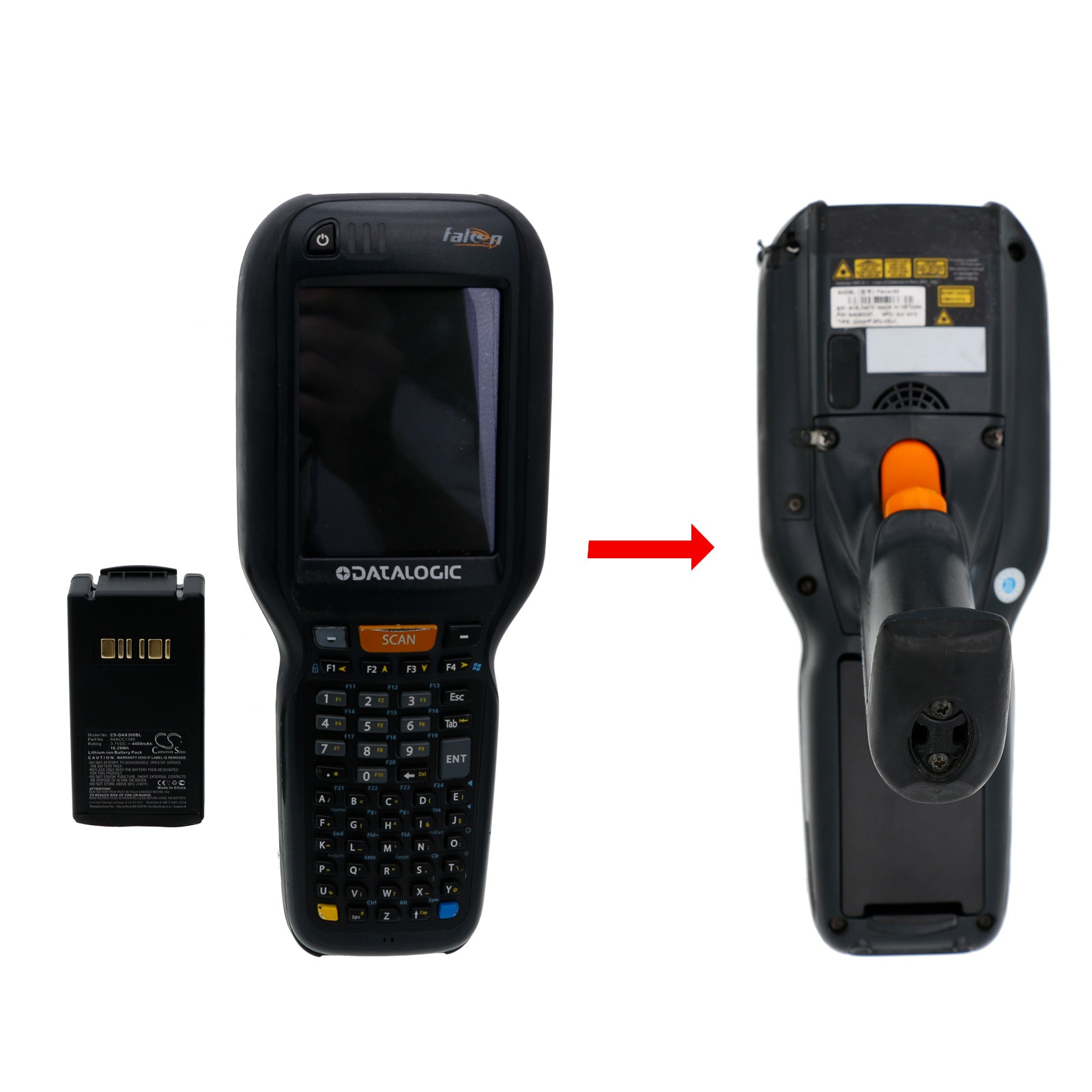 Batteri til strekkodeskanner for Datalogic Falcon X3, Falcon X4, Falcon X3+ og andre.