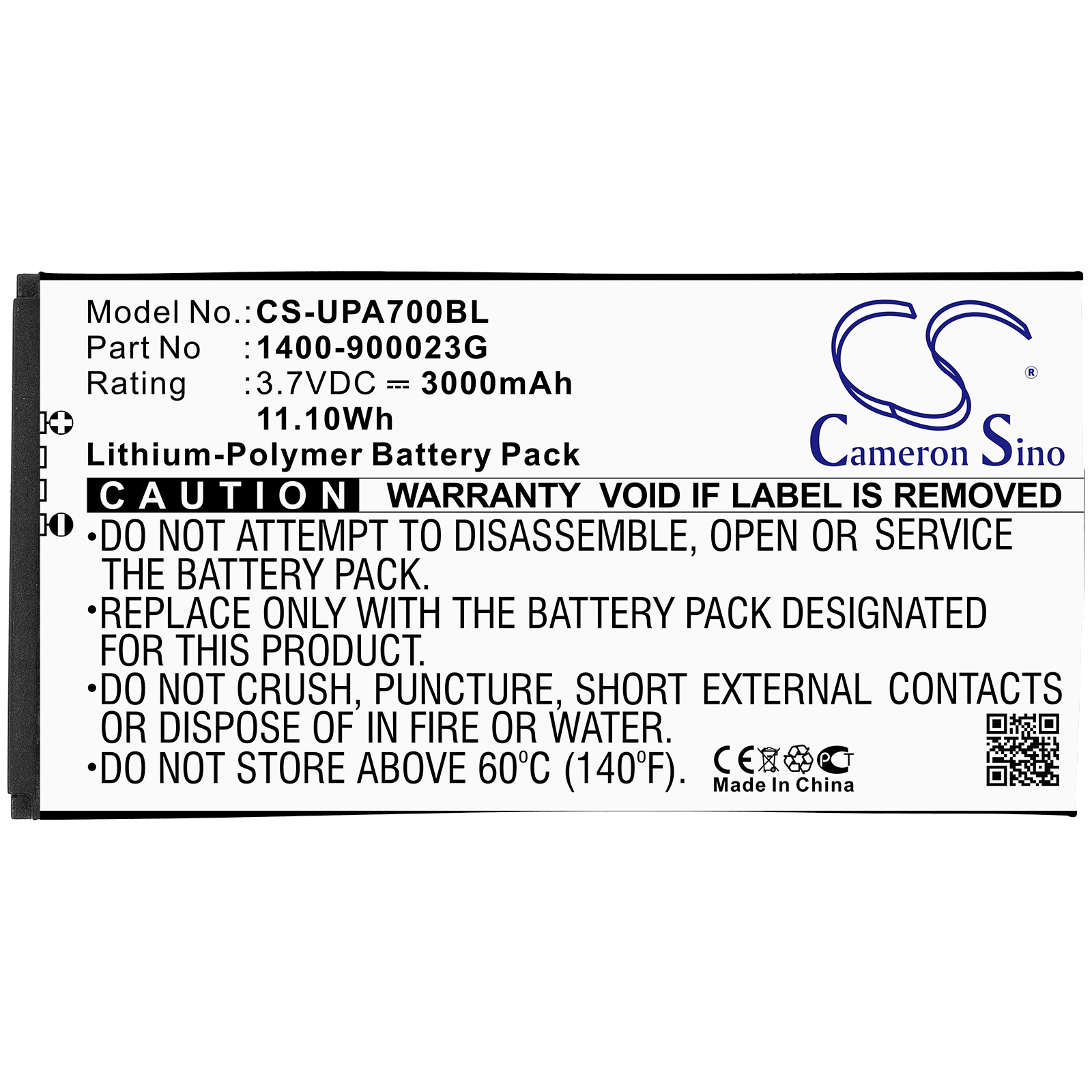 Batteri til strekkodeskanner for Unitech PA700, PA720, PA700MCA