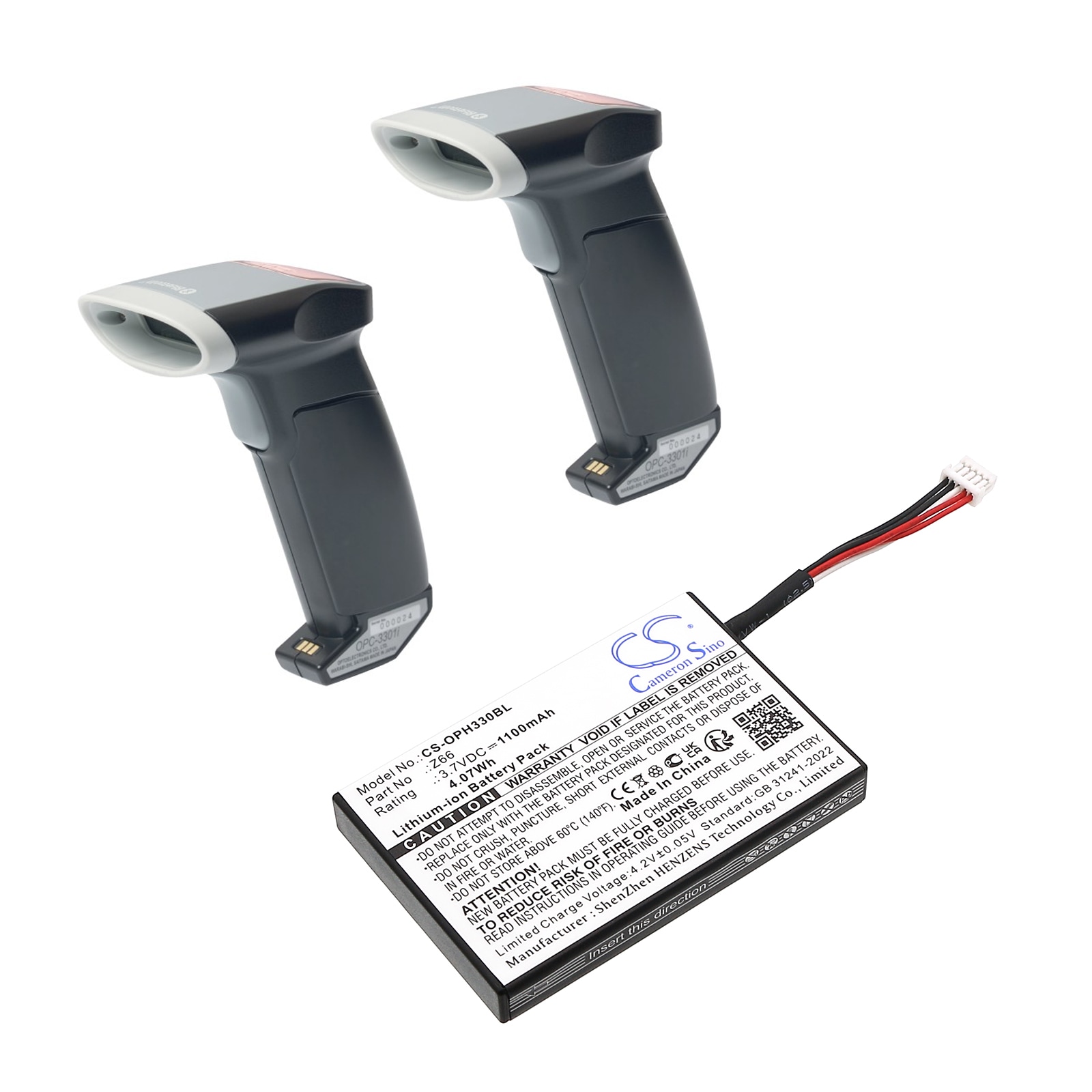 Batteri til strekkodeskanner for Opticon OPR-3301, OPI-3301, OPI-3301i og andre.