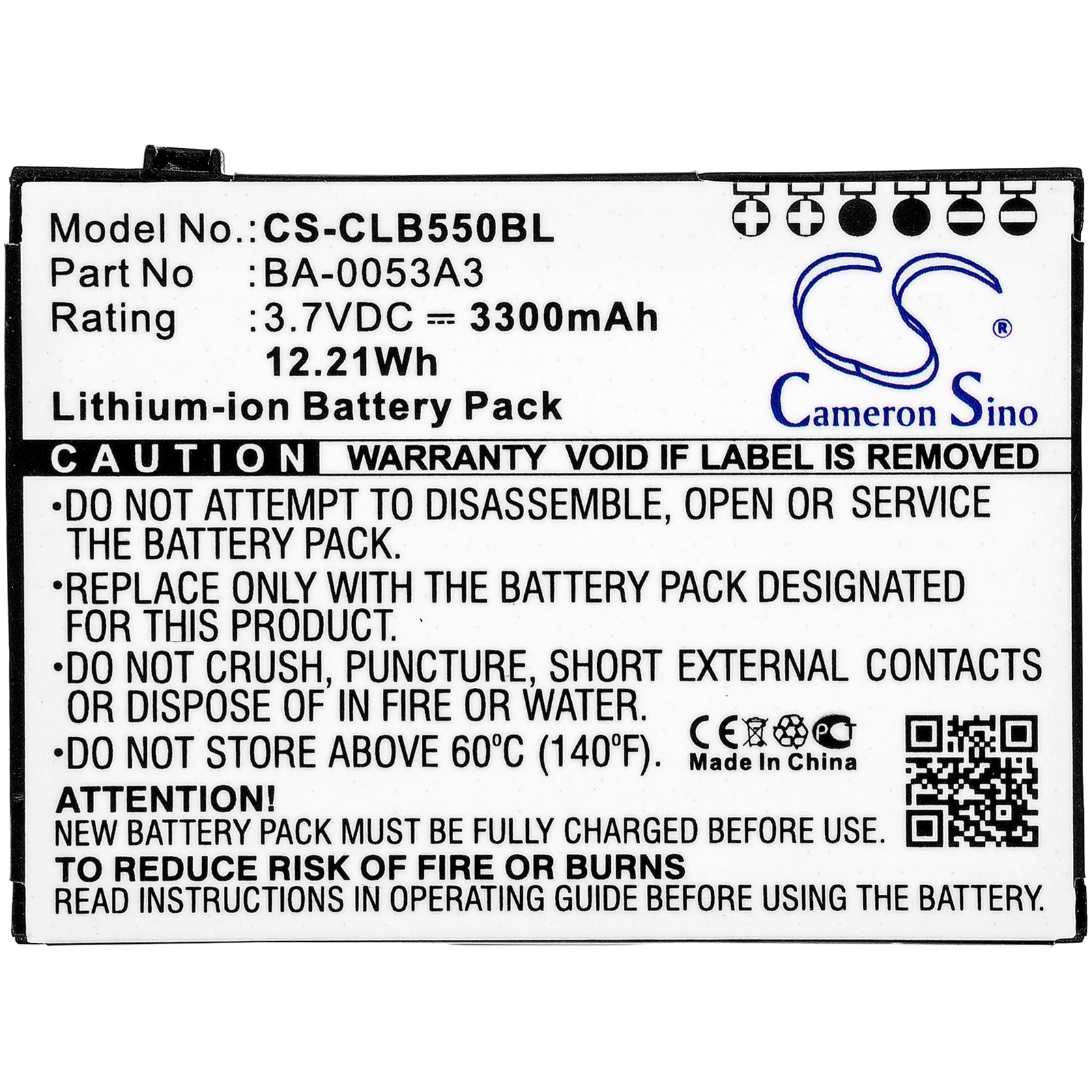 Batteri til strekkodeskanner for CipherLab CP55, CP50