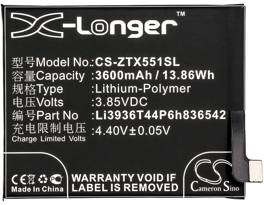 Batteri for SmartPhone, Mobil for Nubia M2, M2 Dual SIM, M2 Dual SIM TD-LTE og andre.