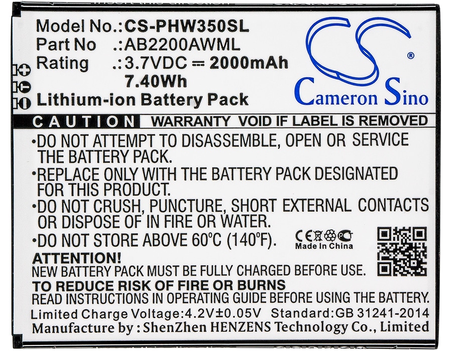 Batteri for SmartPhone, Mobil for Philips Xenium W3500, Xenium W3509, W3500 og andre.