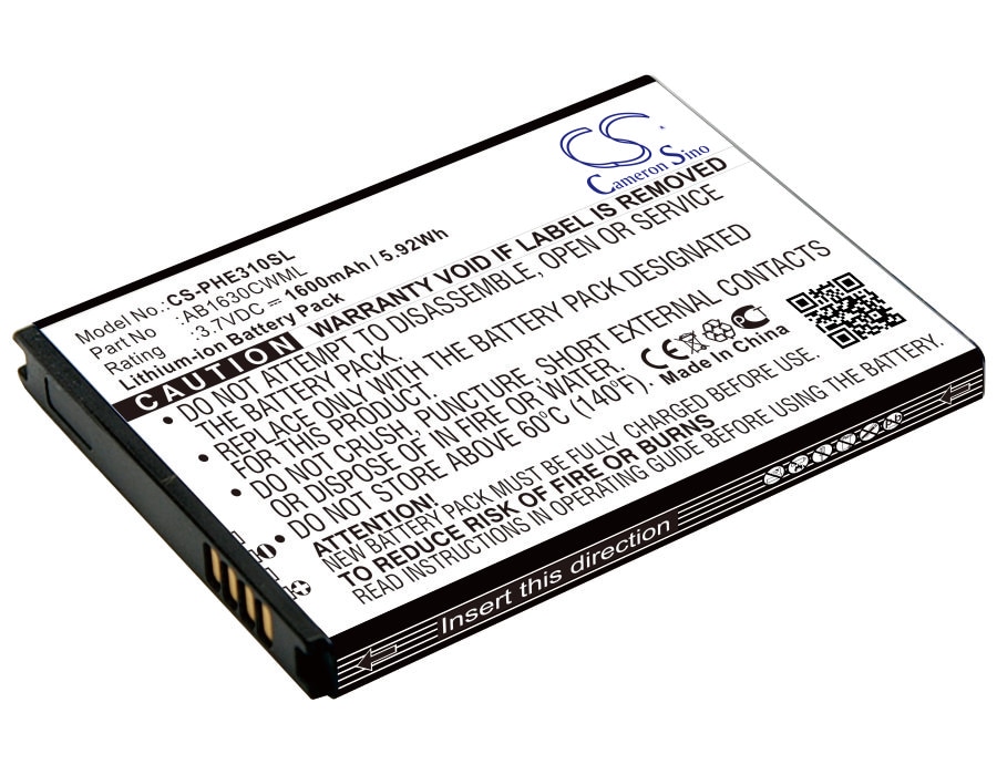 Batteri for SmartPhone, Mobil for Philips X2560, X2566, E310 og andre.