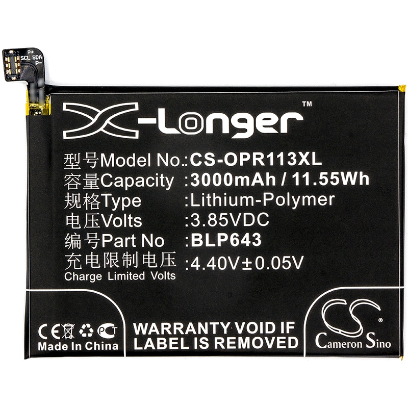 Batteri for SmartPhone, Mobil for OPPO R11S, R11st, R11s Dual SIM og andre.