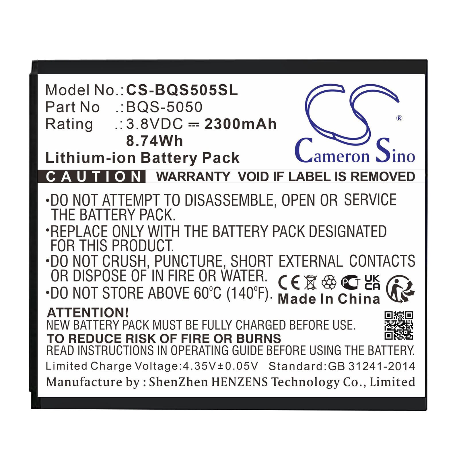 Batteri for smarttelefon, mobil for BQ BQS-5050