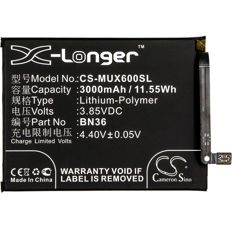Batteri for SmartPhone, Mobil for Xiaomi Mi 6X, Mi A2, Mi 6X Dual SIM og andre.