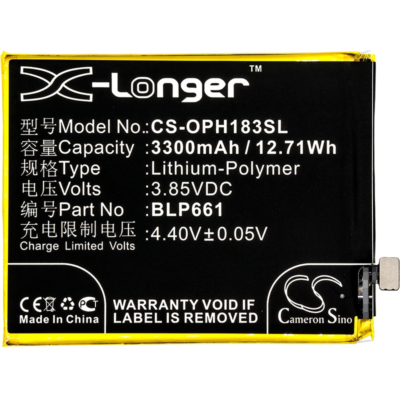 Batteri for SmartPhone, Mobil for OPPO A3, A3 Dual SIM, A3 Dual SIM TD-LTE og andre.