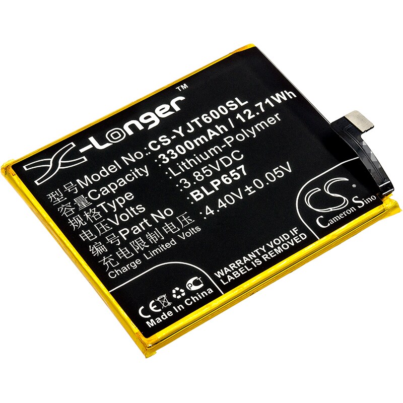 Batteri for SmartPhone, Mobil for OnePlus 6, 6 Dual SIM, 6 Dual SIM TD-LTE og andre.